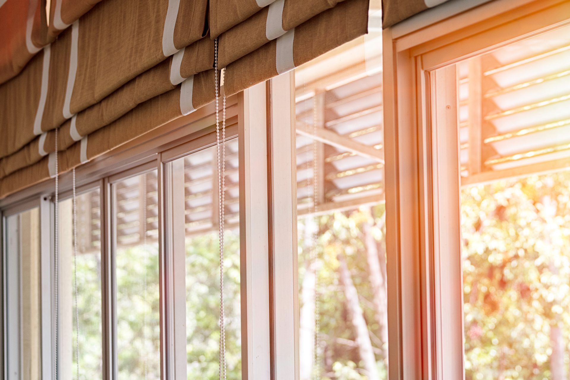 Roll blinds on window